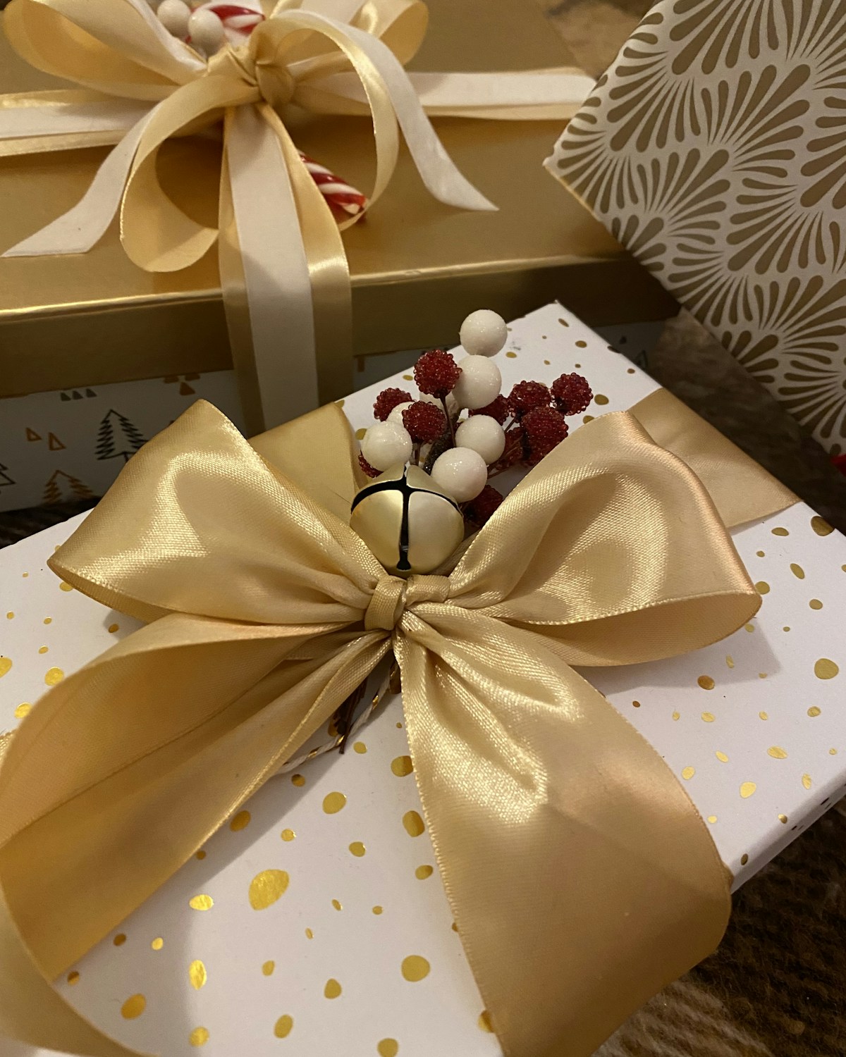 Gift wrapped in gold ribbon