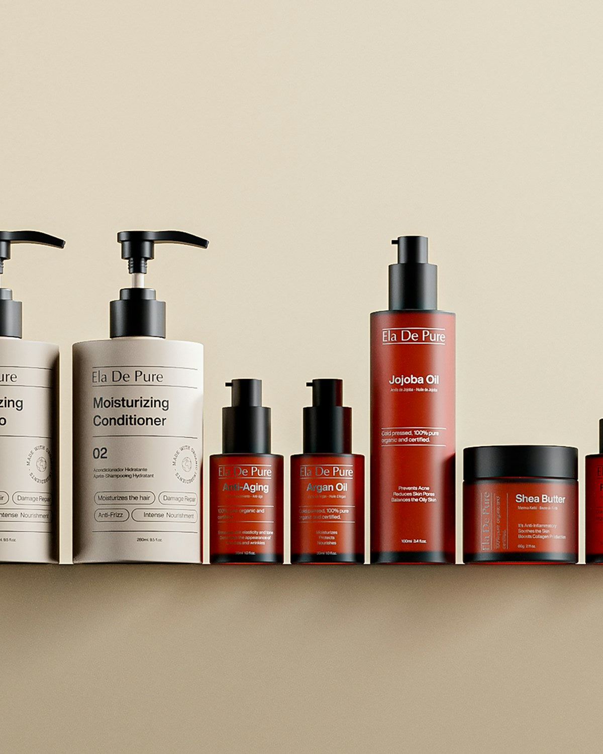 Hair care, oils and skincare products