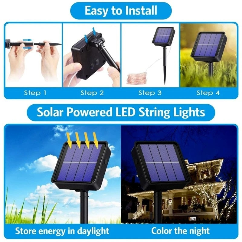 LED Solar Light Outdoor Garden Fairy String Light