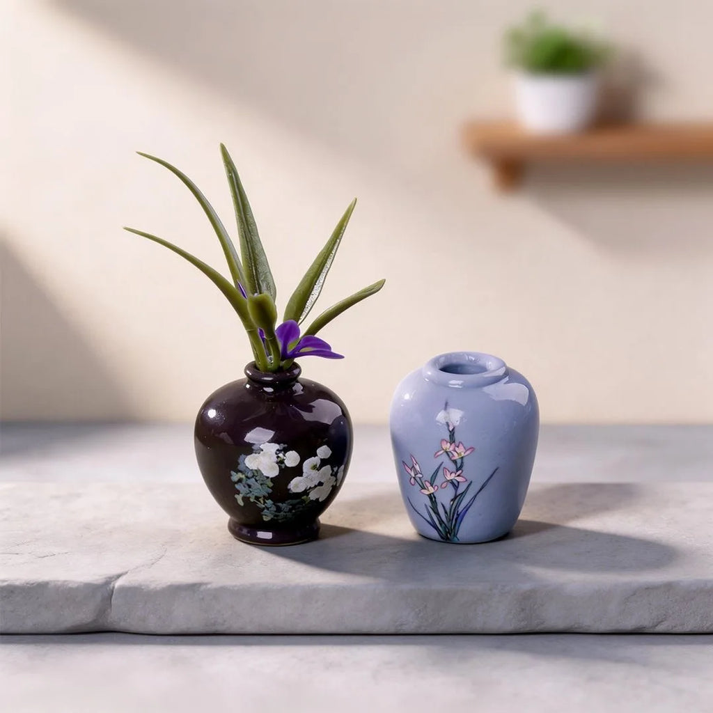 8 Pcs Simulation Porcelain Resin Mini Vase Vintage Micro Landscape