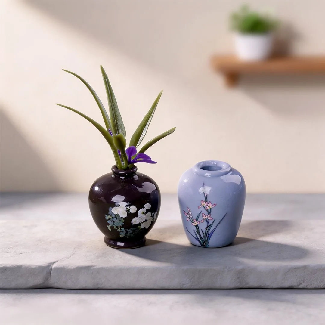 8 Pcs Simulation Porcelain Resin Mini Vase Vintage Micro Landscape