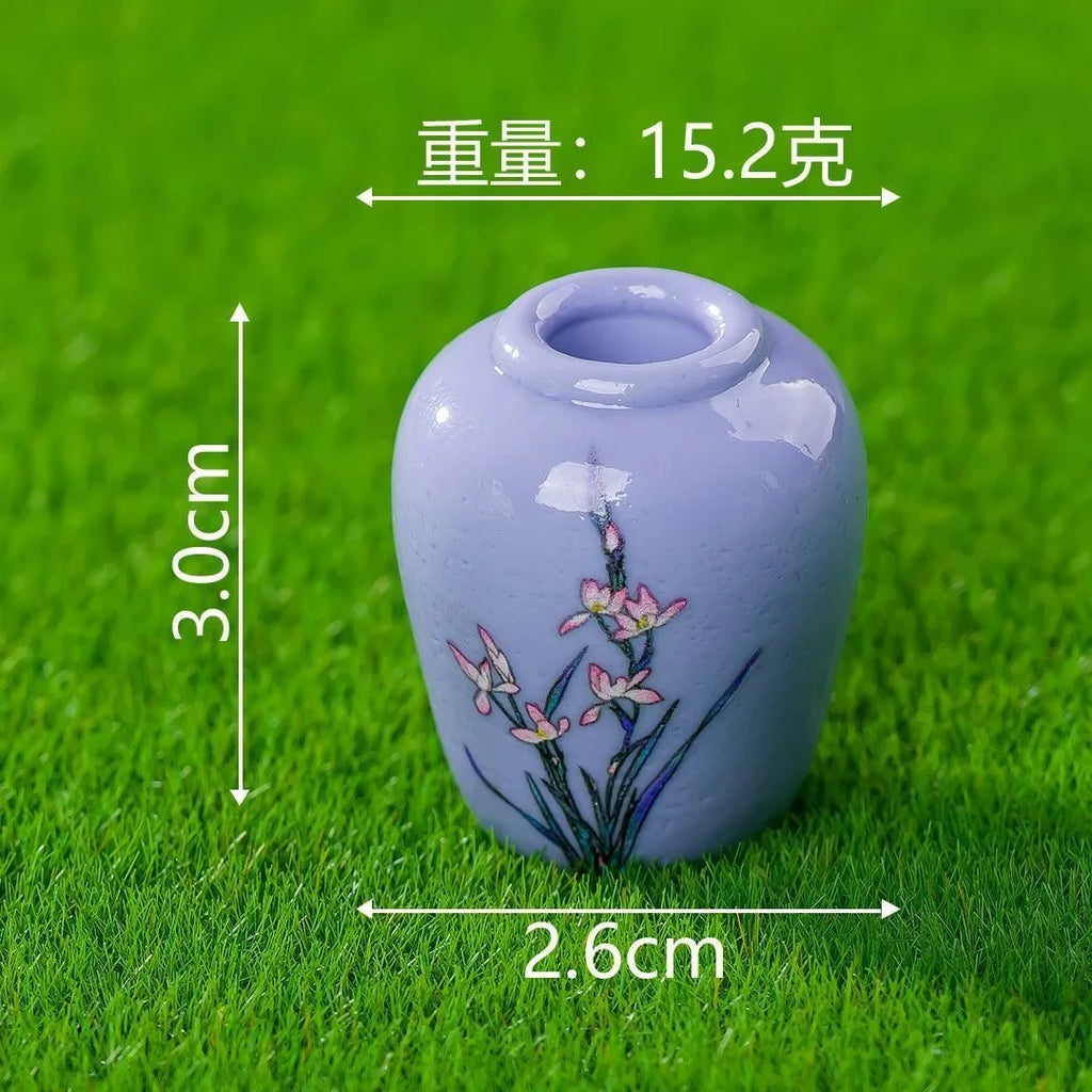 8 Pcs Simulation Porcelain Resin Mini Vase Vintage Micro Landscape