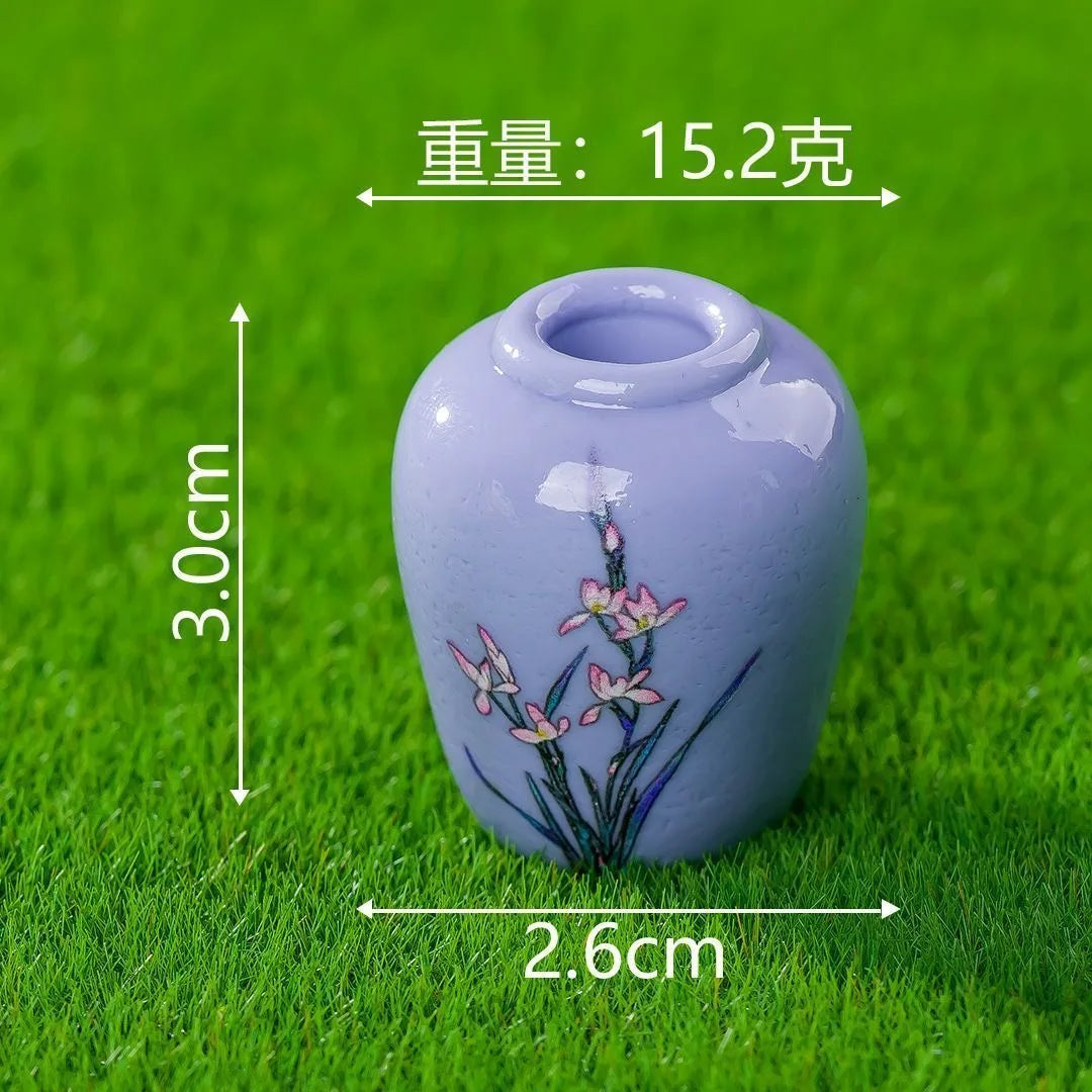 8 Pcs Simulation Porcelain Resin Mini Vase Vintage Micro Landscape