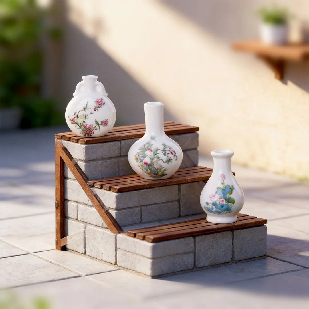 8 Pcs Simulation Porcelain Resin Mini Vase Vintage Micro Landscape