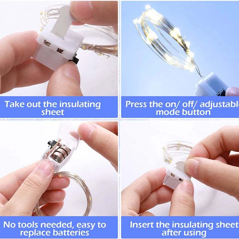 10 Pcs LED String Lights Battery Powered Colored Atmosphere Fairy