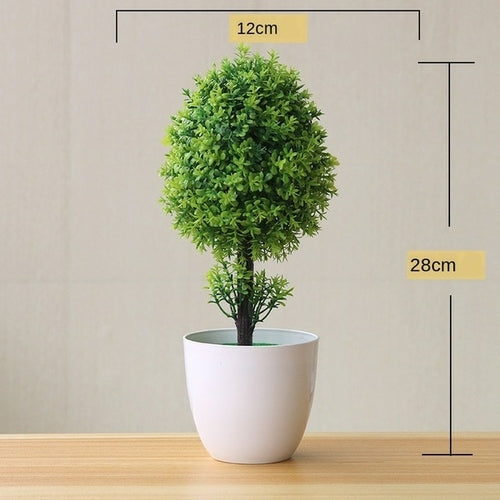 Artificial Plants Potted Bonsai Green Small Tree Plants Fake Flowers
