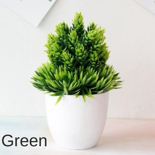 Artificial Plants Potted Bonsai Green Small Tree Plants Fake Flowers