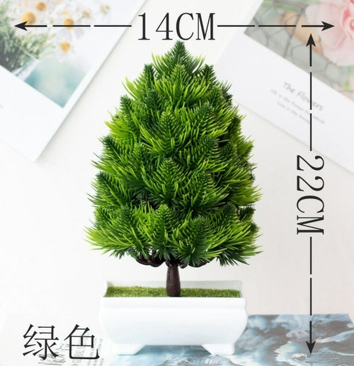 Artificial Plants Potted Bonsai Green Small Tree Plants Fake Flowers