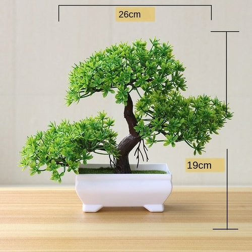 Artificial Plants Potted Bonsai Green Small Tree Plants Fake Flowers
