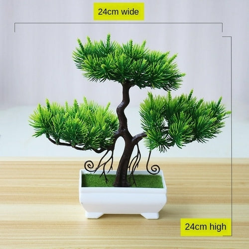 Artificial Plants Potted Bonsai Green Small Tree Plants Fake Flowers