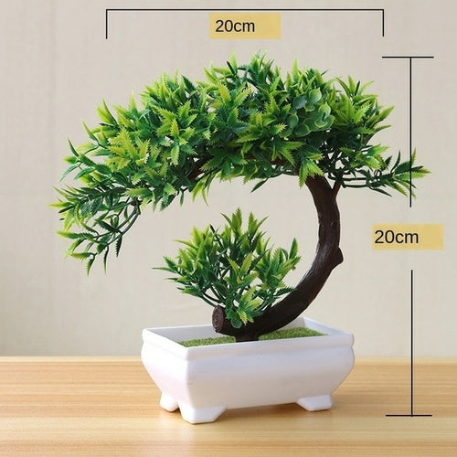 Artificial Plants Potted Bonsai Green Small Tree Plants Fake Flowers