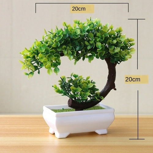 Artificial Plants Potted Bonsai Green Small Tree Plants Fake Flowers