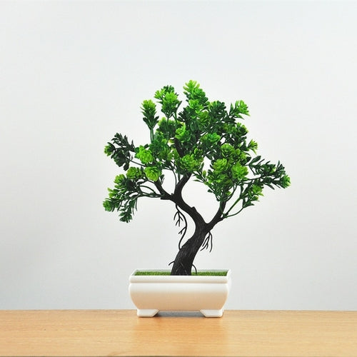 Artificial Plants Potted Bonsai Green Small Tree Plants Fake Flowers