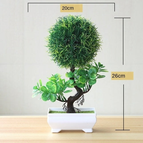 Artificial Plants Potted Bonsai Green Small Tree Plants Fake Flowers