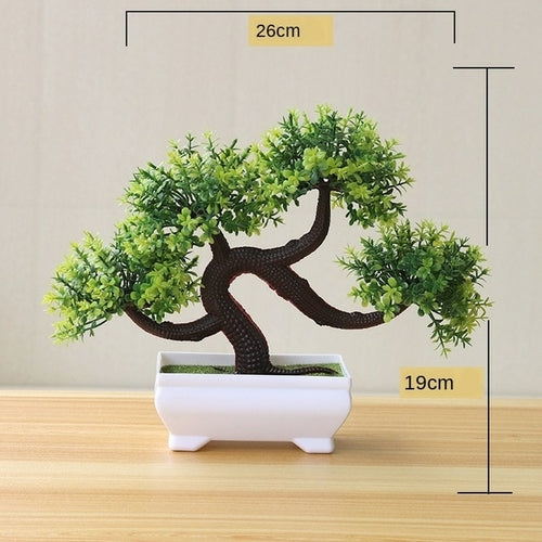 Artificial Plants Potted Bonsai Green Small Tree Plants Fake Flowers