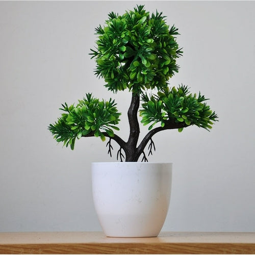 Artificial Plants Potted Bonsai Green Small Tree Plants Fake Flowers