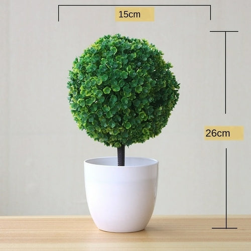 Artificial Plants Potted Bonsai Green Small Tree Plants Fake Flowers