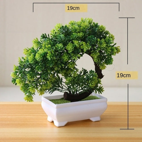 Artificial Plants Potted Bonsai Green Small Tree Plants Fake Flowers