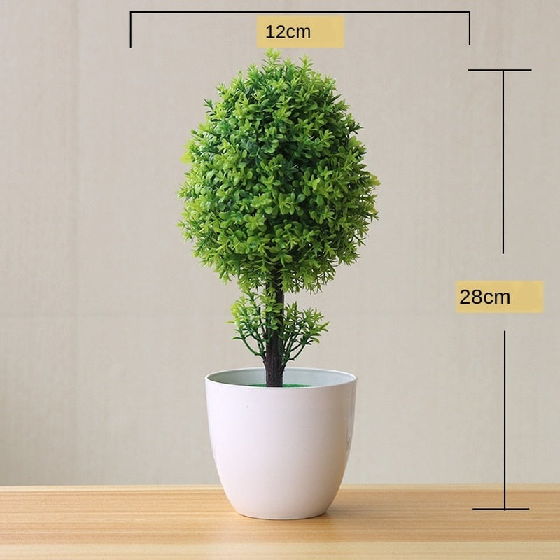Artificial Plants Potted Bonsai Green Small Tree Plants Fake Flowers