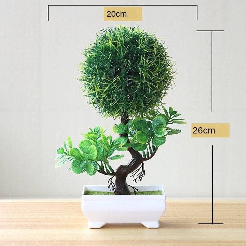 Artificial Plants Potted Bonsai Green Small Tree Plants Fake Flowers