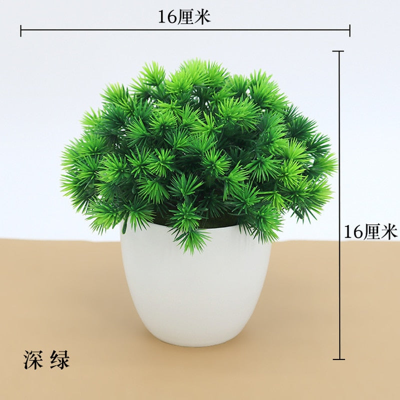 Artificial Plants Potted Bonsai Green Small Tree Plants Fake Flowers