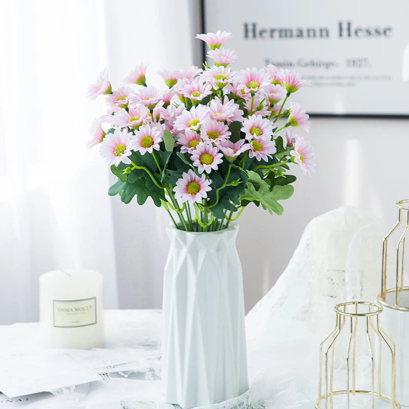 21 Heads Artificial Flower Autumn Silk Daisy Bouquet Decor Vase Home