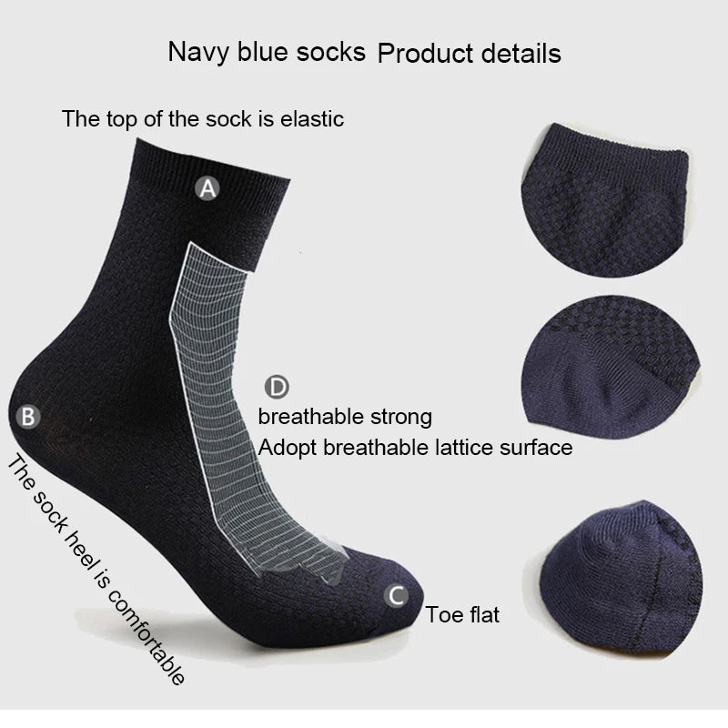 10 Pairs/Lot Men's Bamboo Fiber Socks Compression Autumn Long