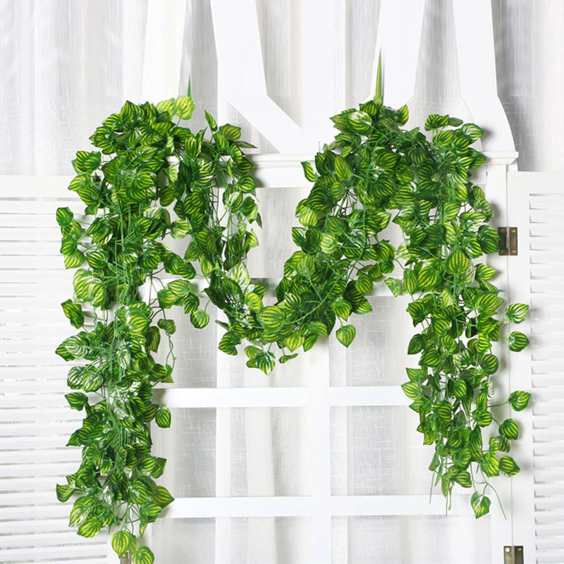 Artificial Plant Silk Green Leaves Rattan Home Wedding Decoration