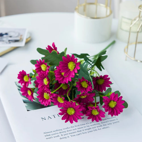 21 Heads Artificial Flower Autumn Silk Daisy Bouquet Decor Vase Home
