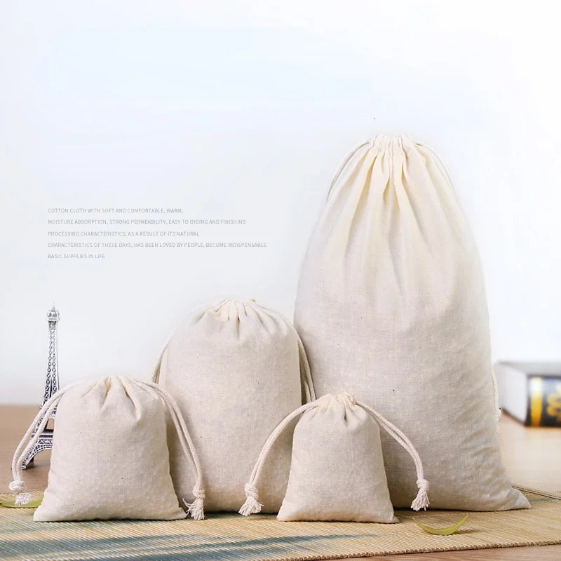 10pcs Cotton Bags Gift Drawstring Pouch Gift Box Packaging Bags Gift