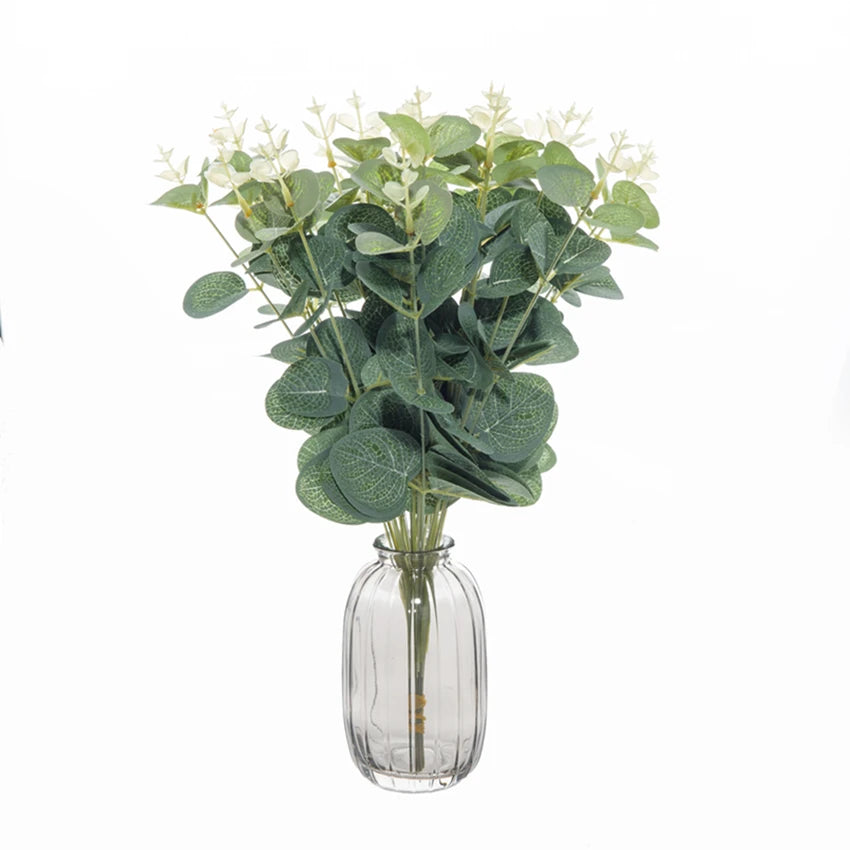 20/100PCS Green Fake Plants Silk Eucalyptus Leaf Christmas Decorations