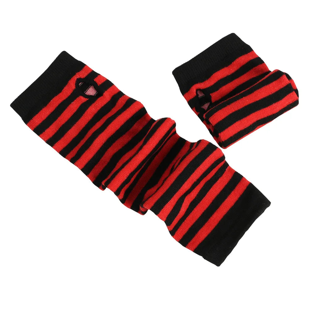 Winter Fashion Striped Arm Warmers Knitted Female Wrist Hand Warmer