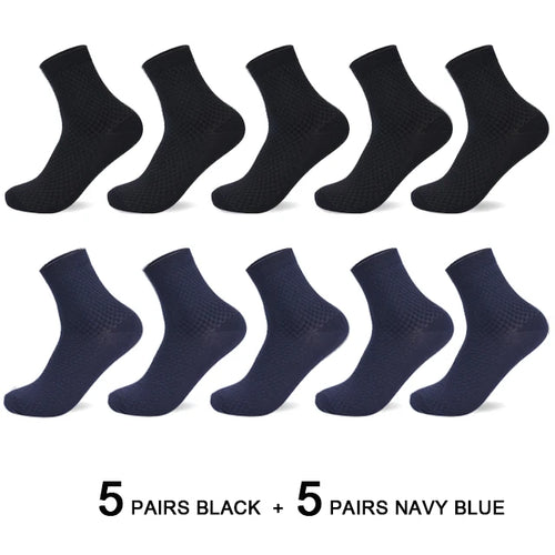 10 Pairs/Lot Men's Bamboo Fiber Socks Compression Autumn Long