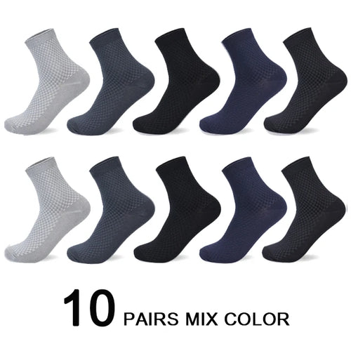 10 Pairs/Lot Men's Bamboo Fiber Socks Compression Autumn Long