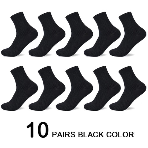 10 Pairs/Lot Men's Bamboo Fiber Socks Compression Autumn Long