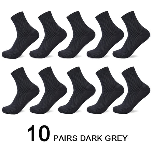 10 Pairs/Lot Men's Bamboo Fiber Socks Compression Autumn Long