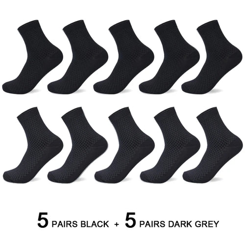 10 Pairs/Lot Men's Bamboo Fiber Socks Compression Autumn Long