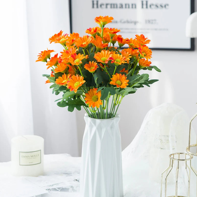 21 Heads Artificial Flower Autumn Silk Daisy Bouquet Decor Vase Home