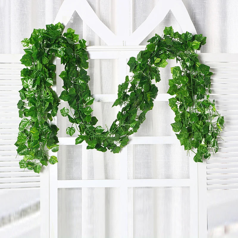 Artificial Plant Silk Green Leaves Rattan Home Wedding Decoration