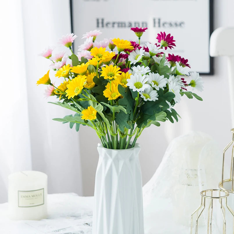 21 Heads Artificial Flower Autumn Silk Daisy Bouquet Decor Vase Home