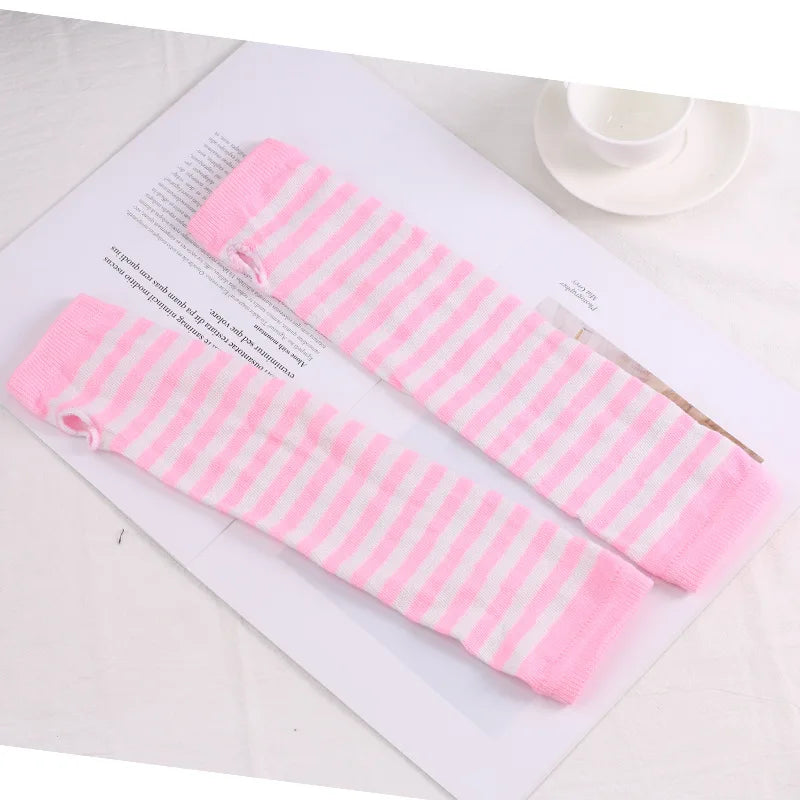 Winter Fashion Striped Arm Warmers Knitted Female Wrist Hand Warmer