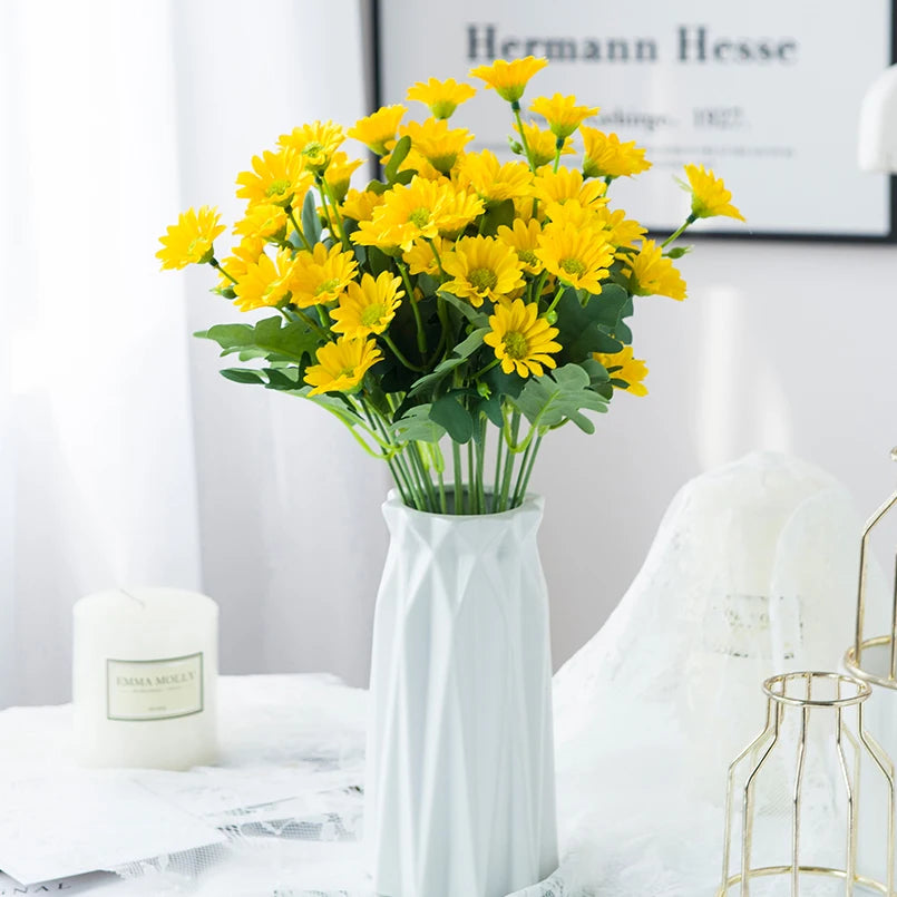 21 Heads Artificial Flower Autumn Silk Daisy Bouquet Decor Vase Home