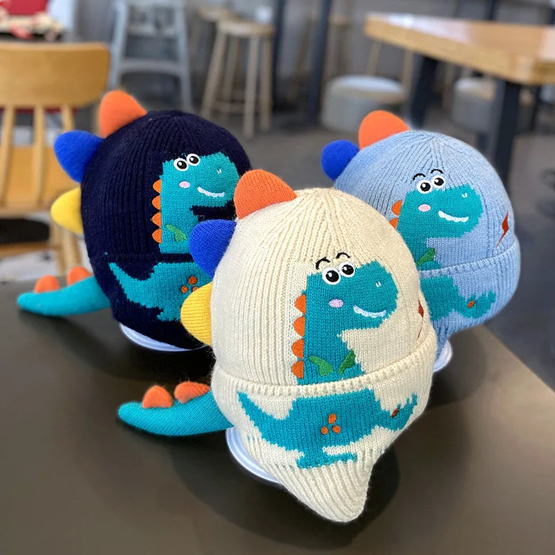 Winter Warm Baby Ear Protection Hat 3D Dinosaur Kids Earmuffs Cap