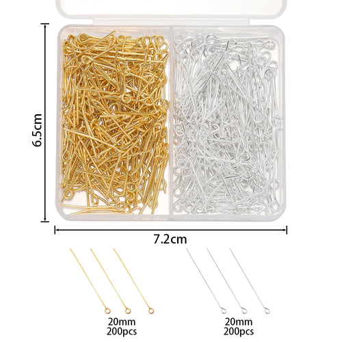 400pcs/Box 20mm Flat/Eyes/Ball Head Pins Needles Headpins Connector