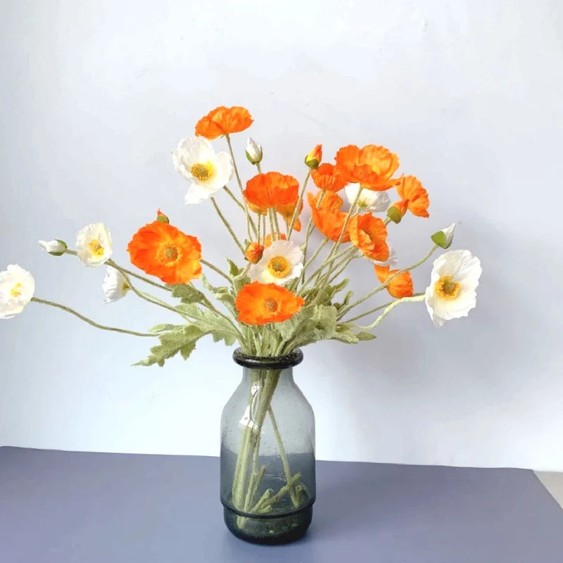 Artificial Flowers Fake Poppy Silk Flowers Long Stem Housewarming
