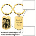 Personalized Photo Keychain, Custom-Engraved Stainless Steel Dog Tag