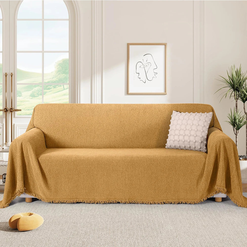 Couch Cover Luxurious Chenille Sofa Covers with Elegant Fringe