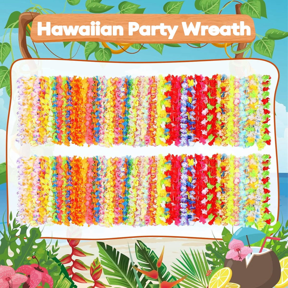 Hawaiian Artificial Flower Wreath Necklace Hawaii Theme