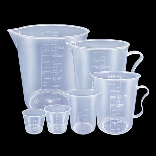 6Pcs Plastic Measuring Cups Set - Clear Graduated Beaker with Spout
