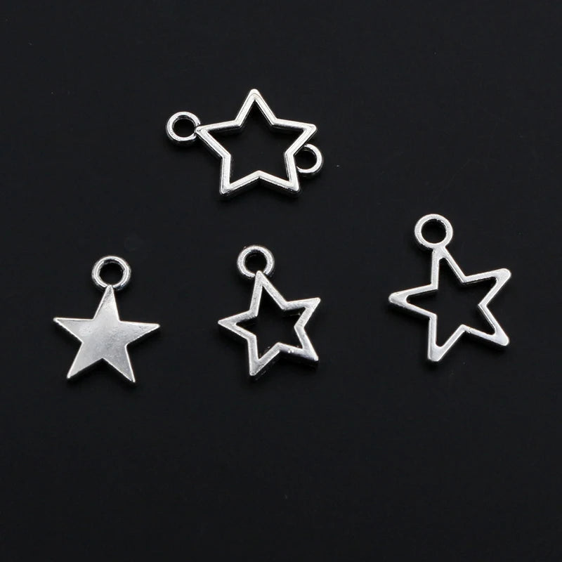 100pcs Small Star Charms Pendant Antique Silver Color Alloy Metal DIY